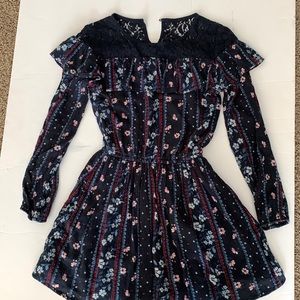 Abercrombie kids, dark blue dress with flowers and lace on the top size 9/10